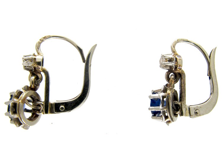 Sapphire & Diamond Edwardian Drop Small Earrings