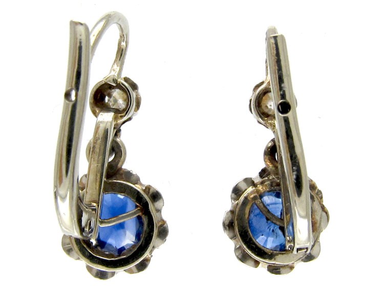 Sapphire & Diamond Edwardian Drop Small Earrings