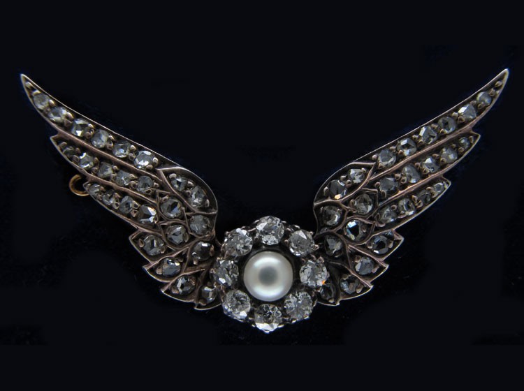 Diamond Wings Brooch in Original Case