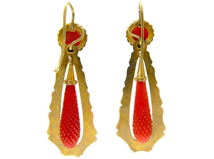 Coral Regency Drop Earrings