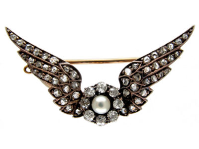 Diamond Wings Brooch in Original Case
