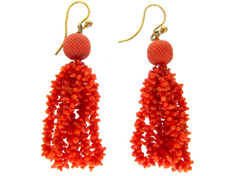 Georgian Carved Coral Earrings