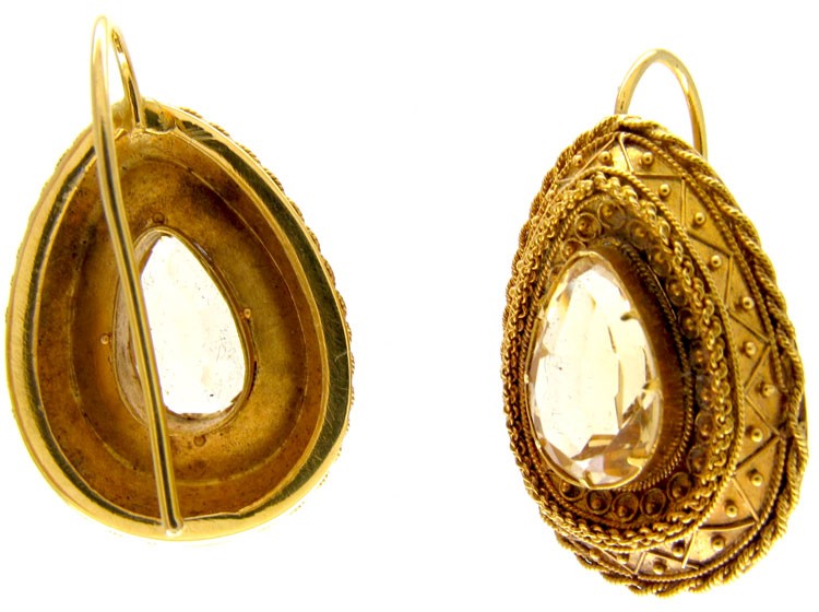Citrine & Gold Etruscan Earrings