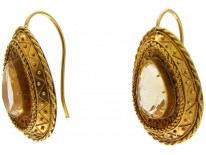 Citrine & Gold Etruscan Earrings