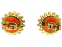 Coral & Diamond Bouton Earrings