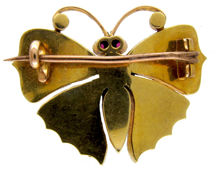 Gold & Natural Pearl Victorian Butterfly Brooch