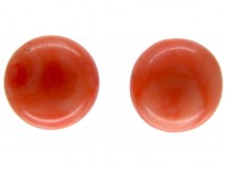 Coral Button Earrings