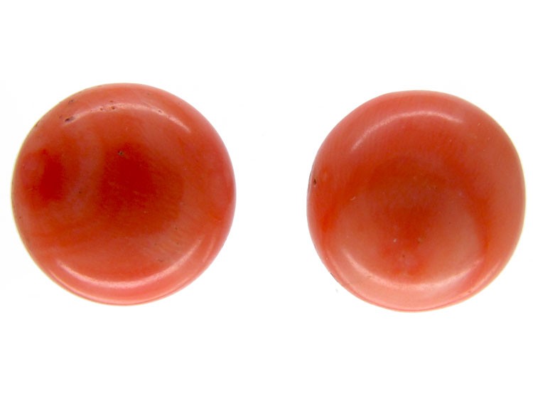Coral Button Earrings