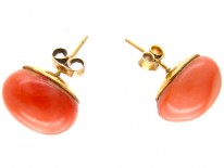 Coral Button Earrings