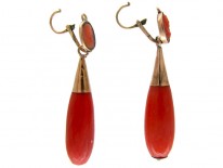 Large Neapolitan Georgian Coral Drop Earrings