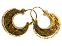 Engraved Boat Shaped Gold Victorian Earrings