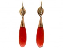 Large Neapolitan Georgian Coral Drop Earrings