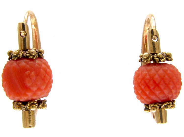 Georgian Coral Gold Earrings