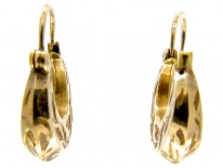 Engraved Boat Shaped Gold Victorian Earrings