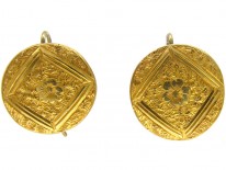 Victorian Gold Round Hook Earrings