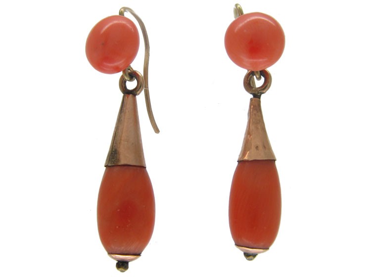 Neapolitan Coral Drop Earrings
