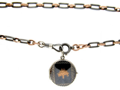 Silver Niello Locket on Chain