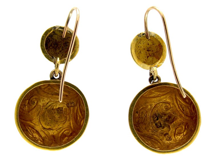 Engraved Victorian Gold Drop Earrings