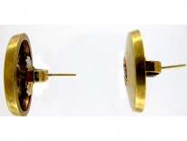 Gold & Ruby Disk Earrings