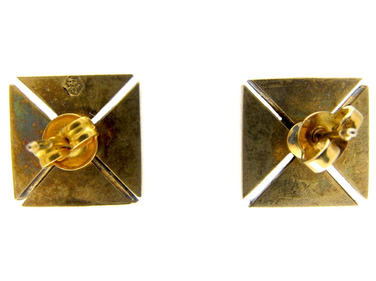 Victorian Square Gold & Pearl Earrings