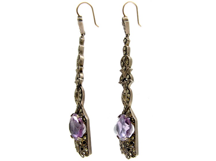 Amethyst Silver Drop Earrings