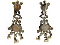 Cut Steel & Faux Pearl Drop Earrings