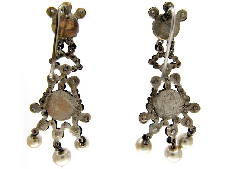 Cut Steel & Faux Pearl Drop Earrings