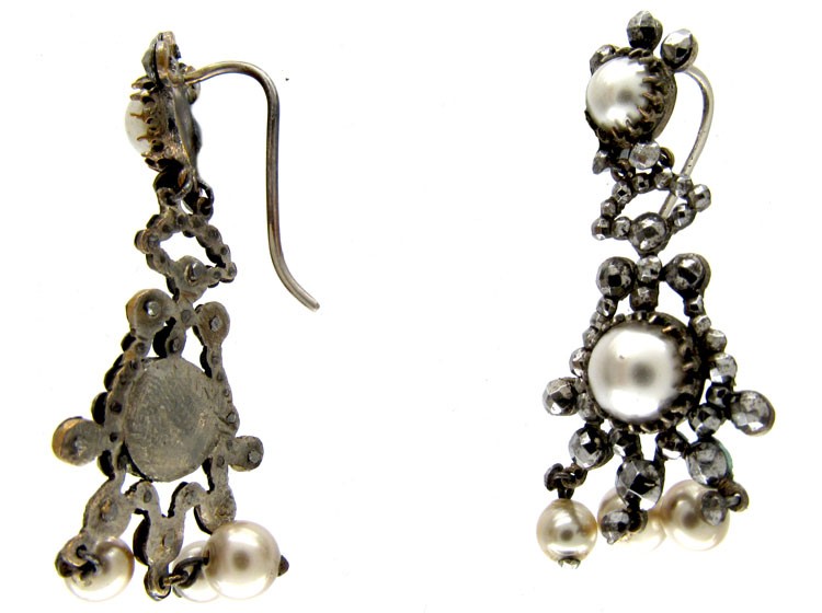 Cut Steel & Faux Pearl Drop Earrings