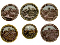 Set of Six German Castle Buttons