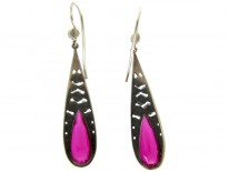 Pink Paste & Marcasite Silver Earrings