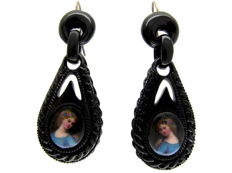 Whitby Jet Drop Earrings