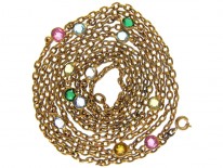 Victorian Pinchbeck & Coloured Paste Guard Chain