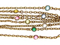 Victorian Pinchbeck & Coloured Paste Guard Chain
