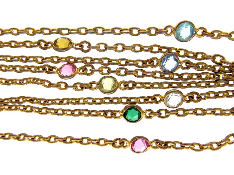 Victorian Pinchbeck & Coloured Paste Guard Chain