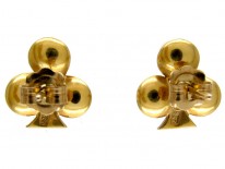 Club Shaped Three Pearl Diamond Earrings