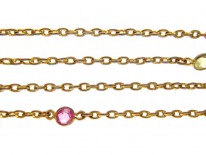Victorian Pinchbeck & Coloured Paste Guard Chain