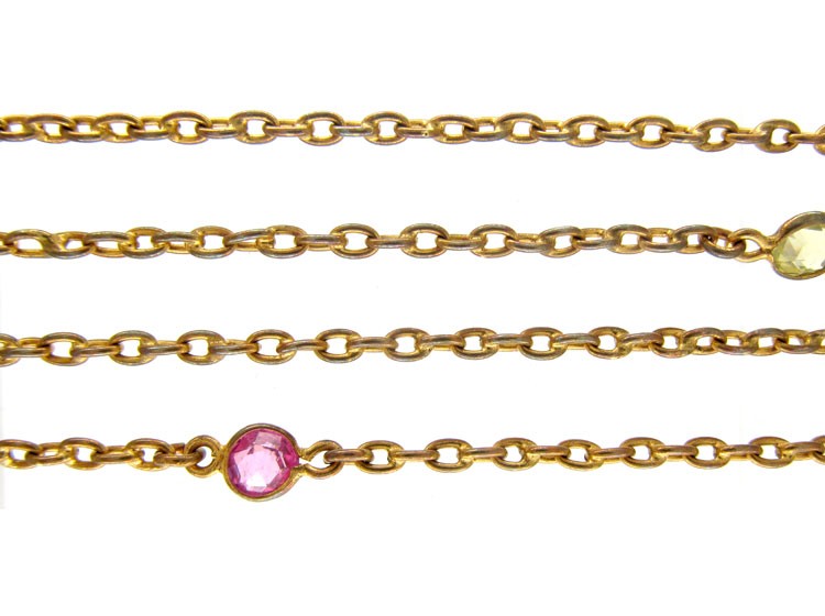 Victorian Pinchbeck & Coloured Paste Guard Chain