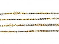 Two Colour Gold & Platinum Chain set with Pearls