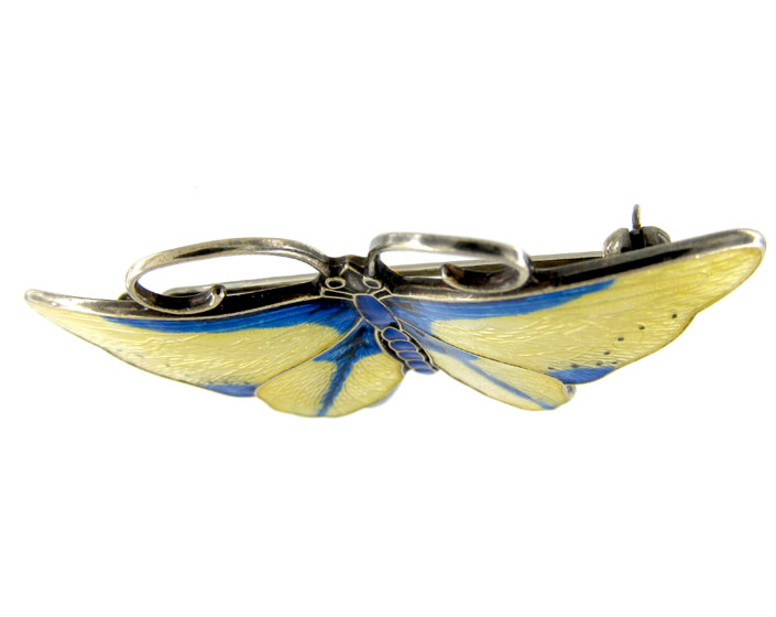 Blue & Pale Yellow Butterfly Brooch