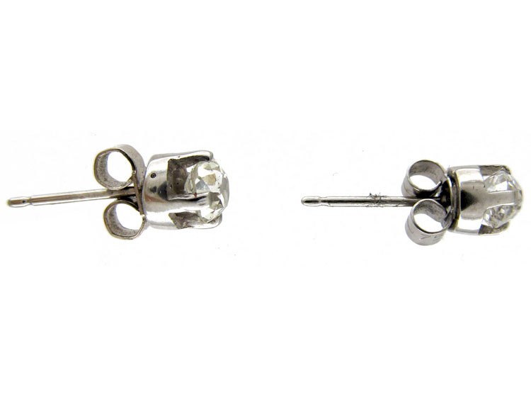 Old Mine Cut Single Stone Diamond Earrings