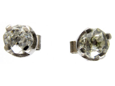 Old Mine Cut Single Stone Diamond Earrings
