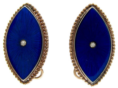 Navette Shaped Georgian Enamel Earrings