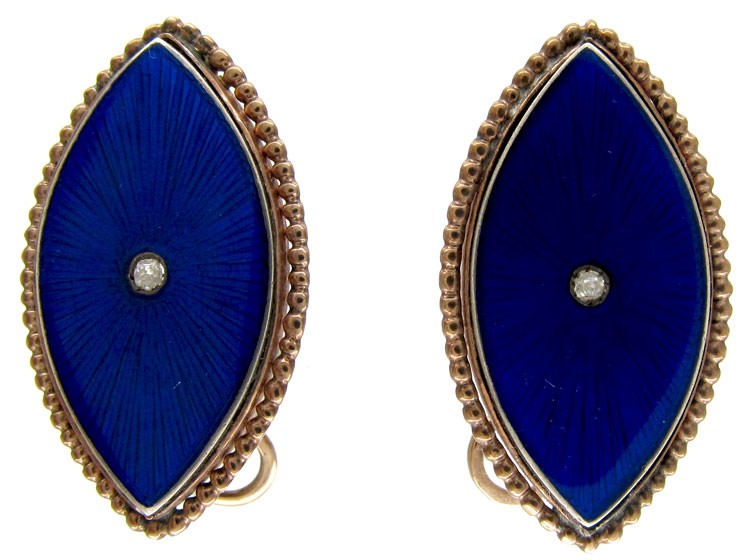 Navette Shaped Georgian Enamel Earrings