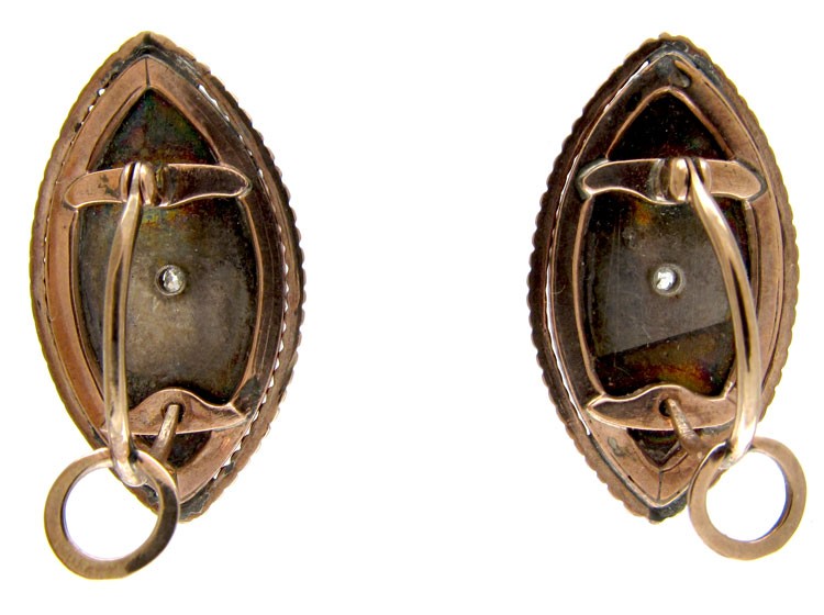 Navette Shaped Georgian Enamel Earrings
