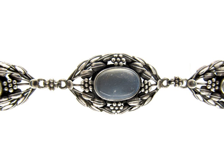 Art Nouveau Silver & Moonstone Bracelet
