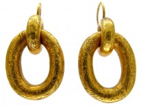Engraved Gold Victorian Hoop Earrings