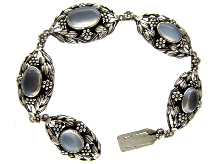 Art Nouveau Silver & Moonstone Bracelet