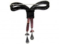 Victorian Vauxhall Glass Bow Brooch
