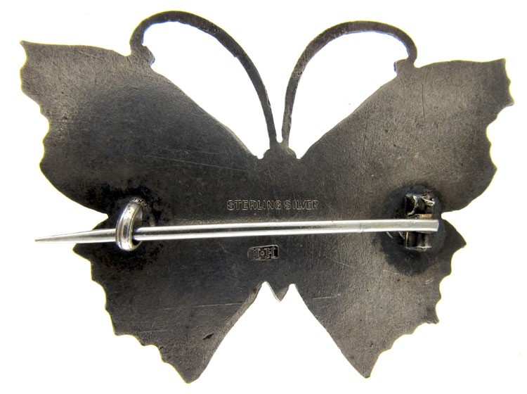 Silver Paste & Enamel Butterfly Brooch