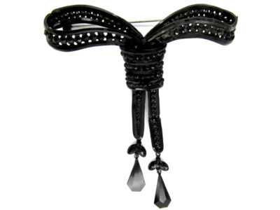 Victorian Vauxhall Glass Bow Brooch